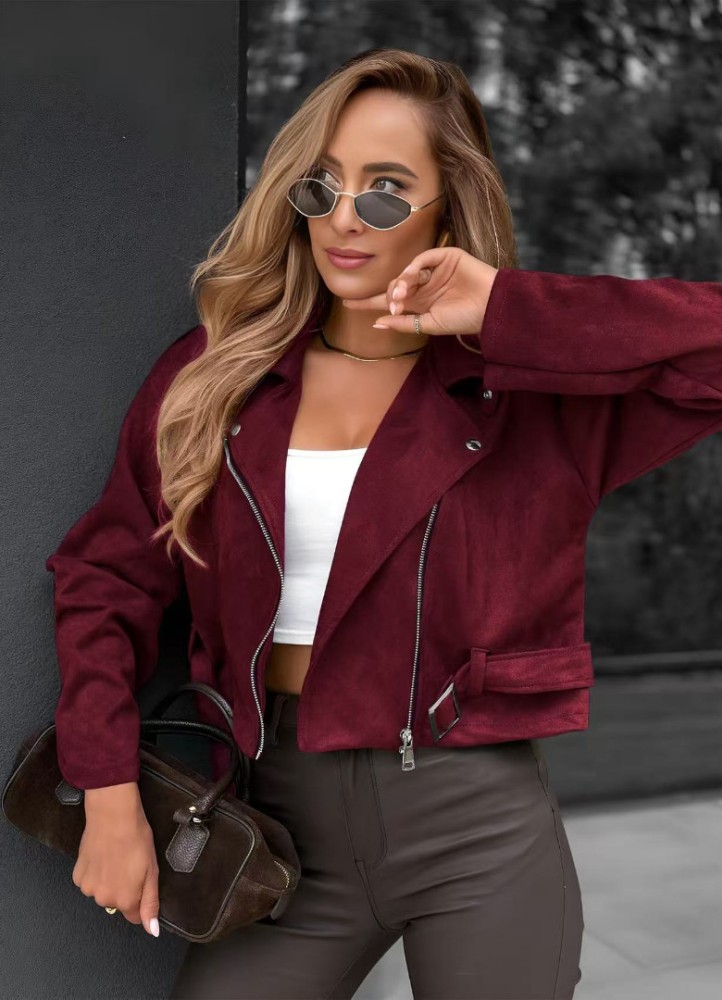 21299 Jacket Suede Style Μπορντό