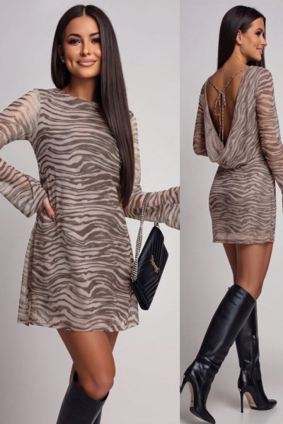 0191 Μίνι φόρεμα animal print Πούρου
