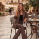 12860 Κουστούμι παντελόνι με ρίγα Καφέ