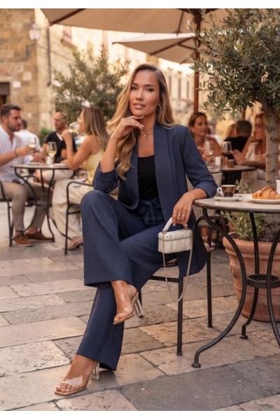 12860 Κουστούμι παντελόνι με ρίγα Μπλε
