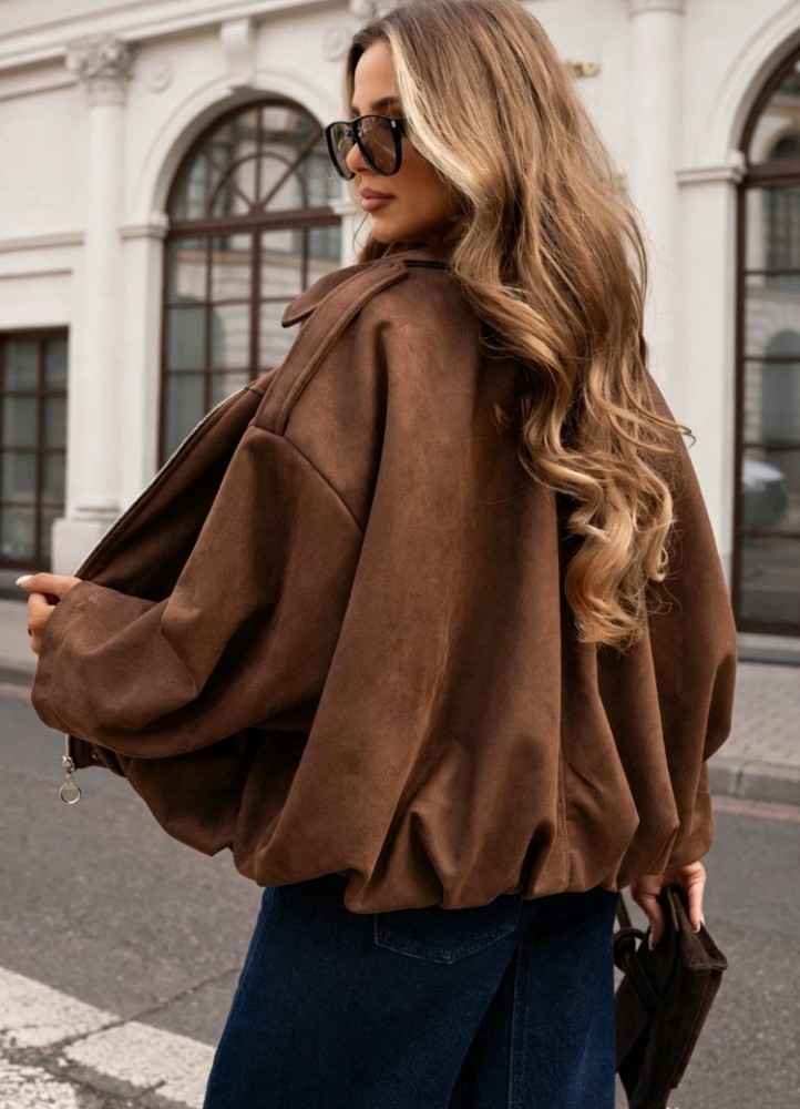 21297 Jacket τύπου σουέτ Καφέ