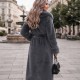 21296 Γούνα με πλούσιο γιακά και ζώνη Γκρι