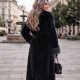21296 Γούνα με πλούσιο γιακά και ζώνη Μαύρο