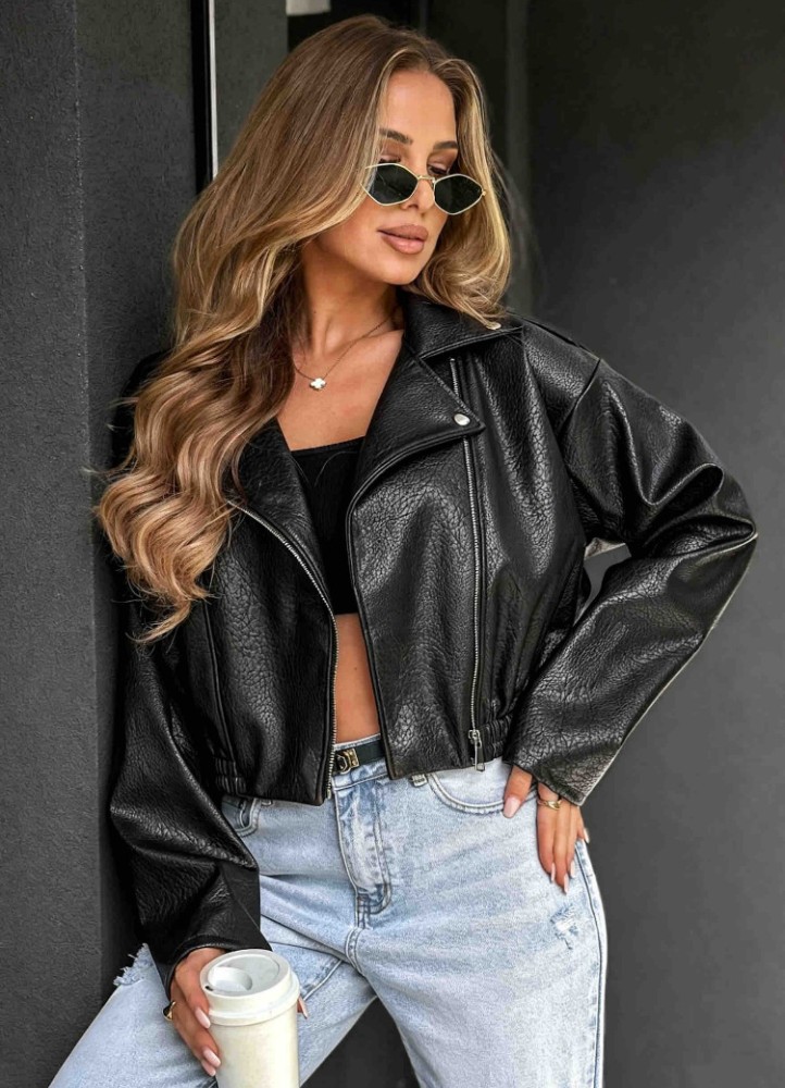 21279  Jacket δερματίνη Μαύρο