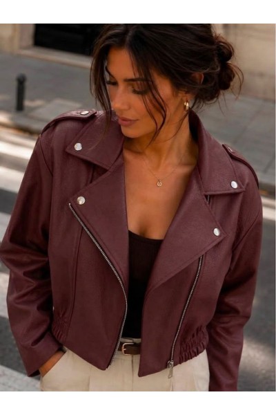 21317 Jacket δερματίνη Μπορντό