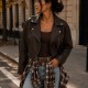 21279  Jacket δερματίνη Καφέ