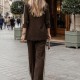 12850 Κουστούμι σακακι και παντελόνι με ρίγες Καφέ