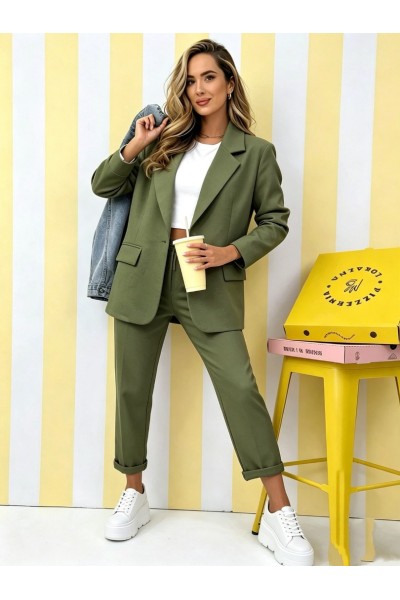 12861 Set σακάκι και παντελόνι casual  Χακί