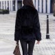 21279 Γούνα με τσέπες και ζωνάκι Μαύρο