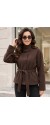 21262 Jacket Suede Style με ζώνη Καφέ