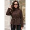 21262 Jacket Suede Style με ζώνη Καφέ
