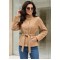 21262 Jacket Suede Style με ζώνη Κάμελ