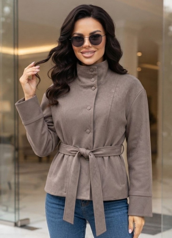 21262 Jacket Suede Style με ζώνη Πούρου