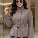 21262 Jacket Suede Style με ζώνη Πούρου