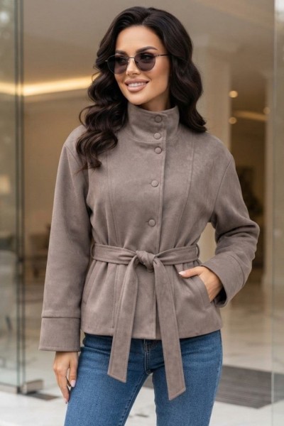 21262 Jacket Suede Style με ζώνη Πούρου