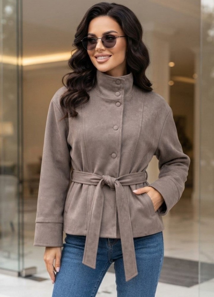 21262 Jacket Suede Style με ζώνη Πούρου