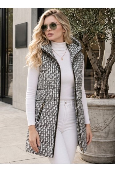 21258 Αμάνικο μπουφάν Zebra Style Ασπρό-μαυρο
