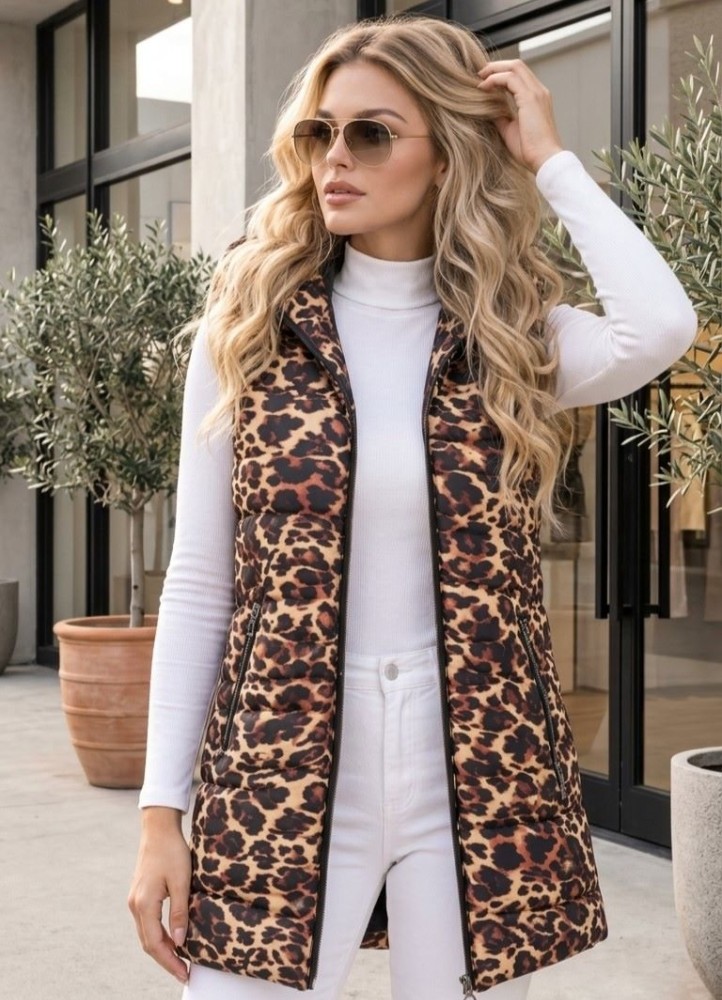 21258 Αμάνικο μπουφάν Leopar Style Κάμελ