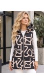 21258 Αμάνικο μπουφάν Street Style Μαύρο-ροζ