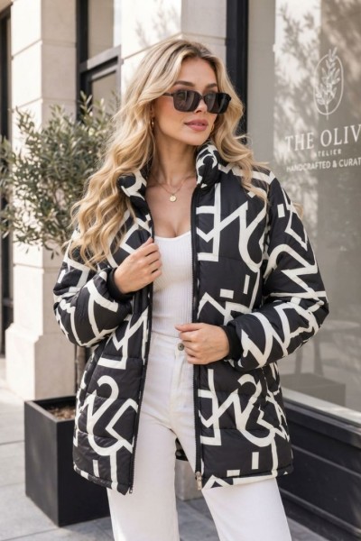 21259 Αμάνικο μπουφάν Leopar Style Ασπρόμαυρο