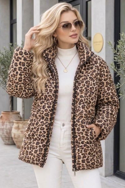 21259 Αμάνικο μπουφάν Leopar Style Κάμελ