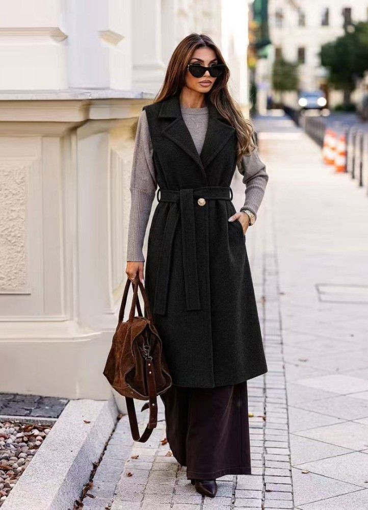 21227 Παλτό Αμάνικο Elegance Παλτό Μαύρο