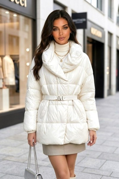 21212 Μπουφάν Street Style Λευκό