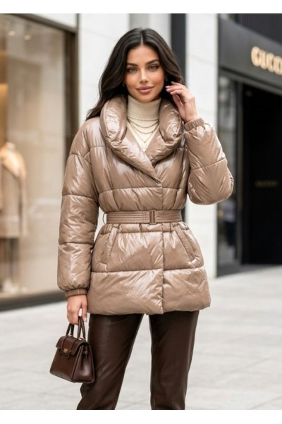 21212 Μπουφάν Street Style Μπεζ