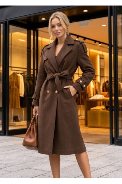 21195 Παλτό Elegance Gold Καφέ