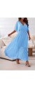 1055 Μάξι φόρεμα πλισέ Γαλάζιο